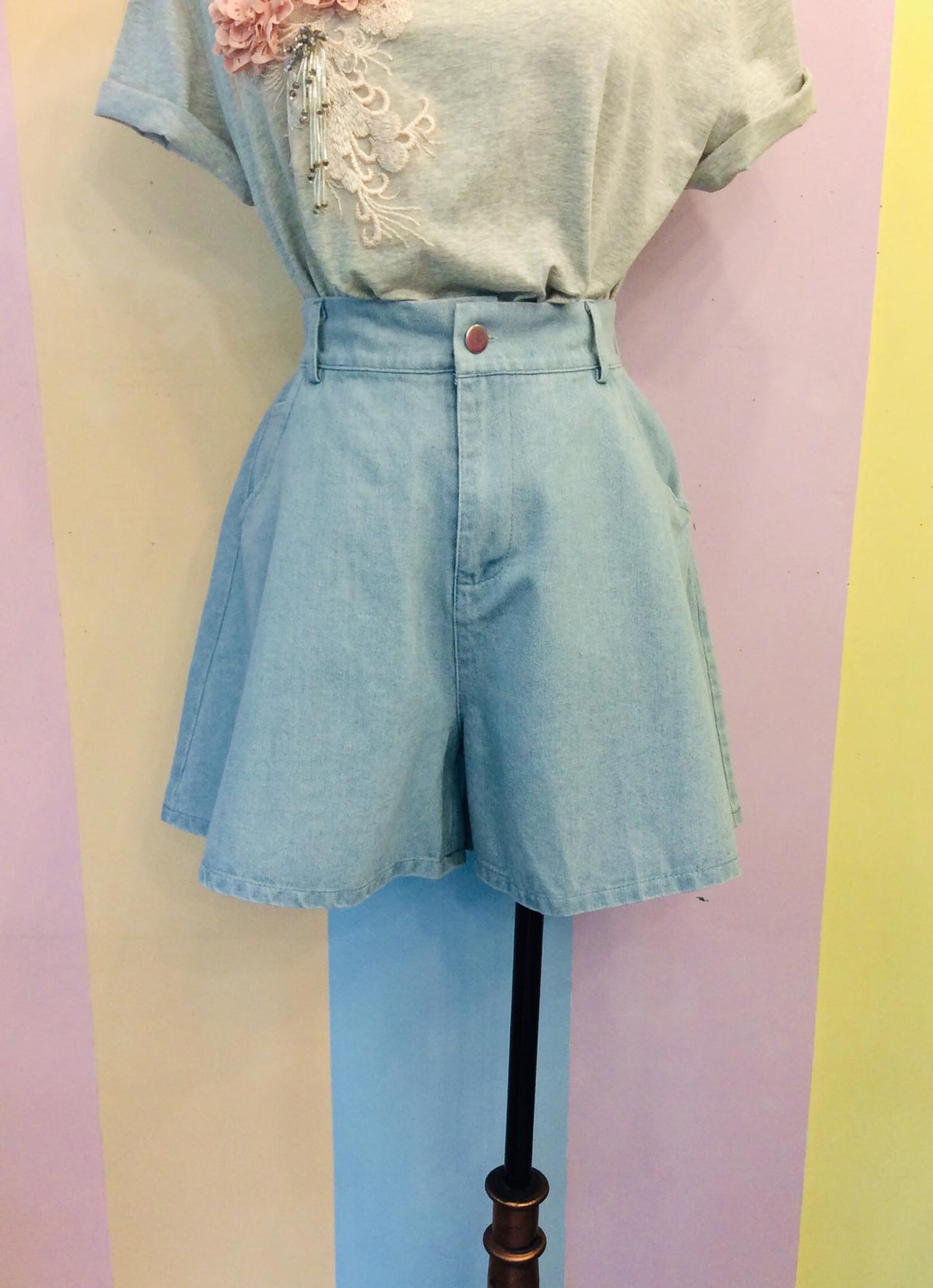 Wide Leg Shorts Denim