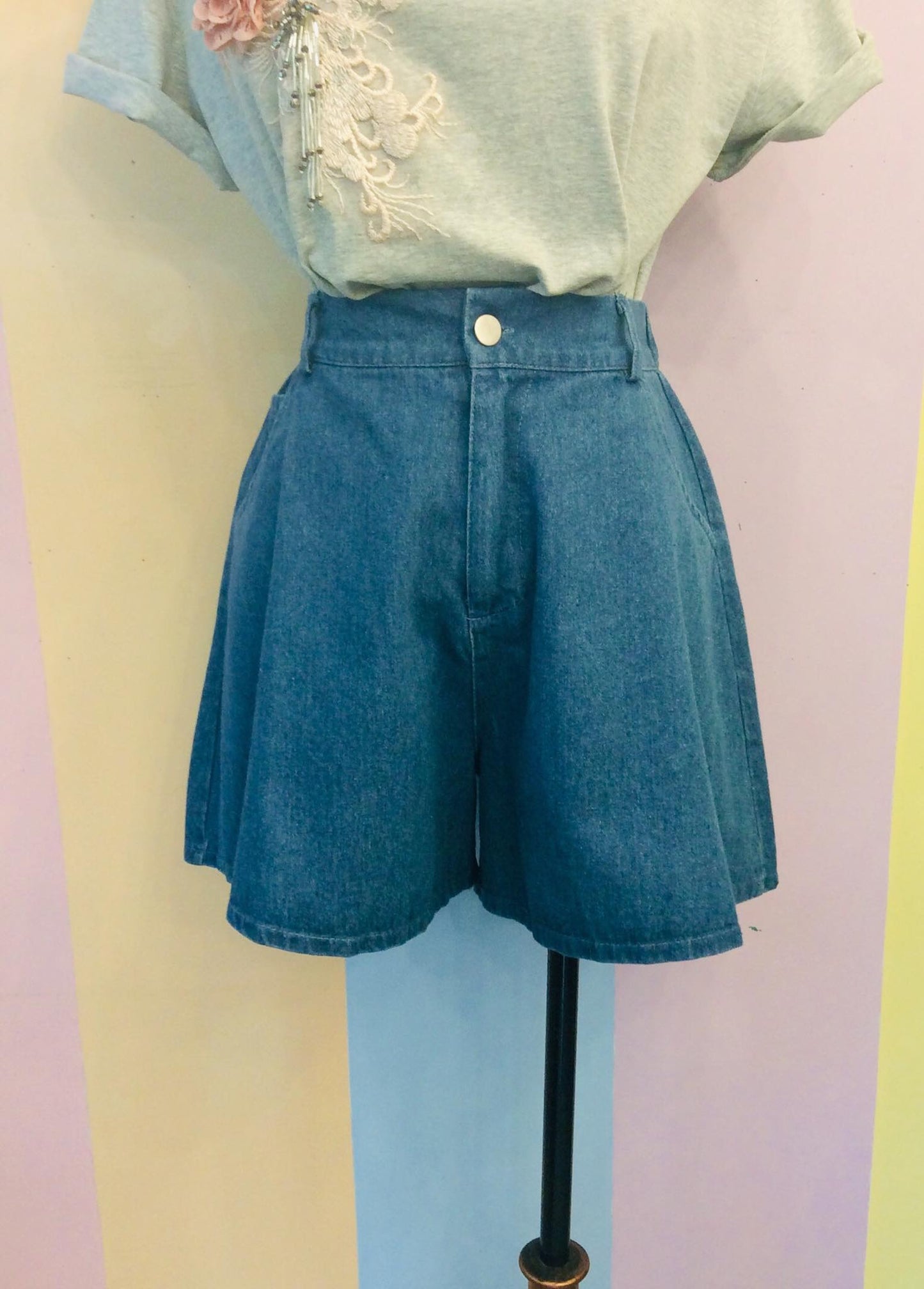 Wide Leg Shorts Denim
