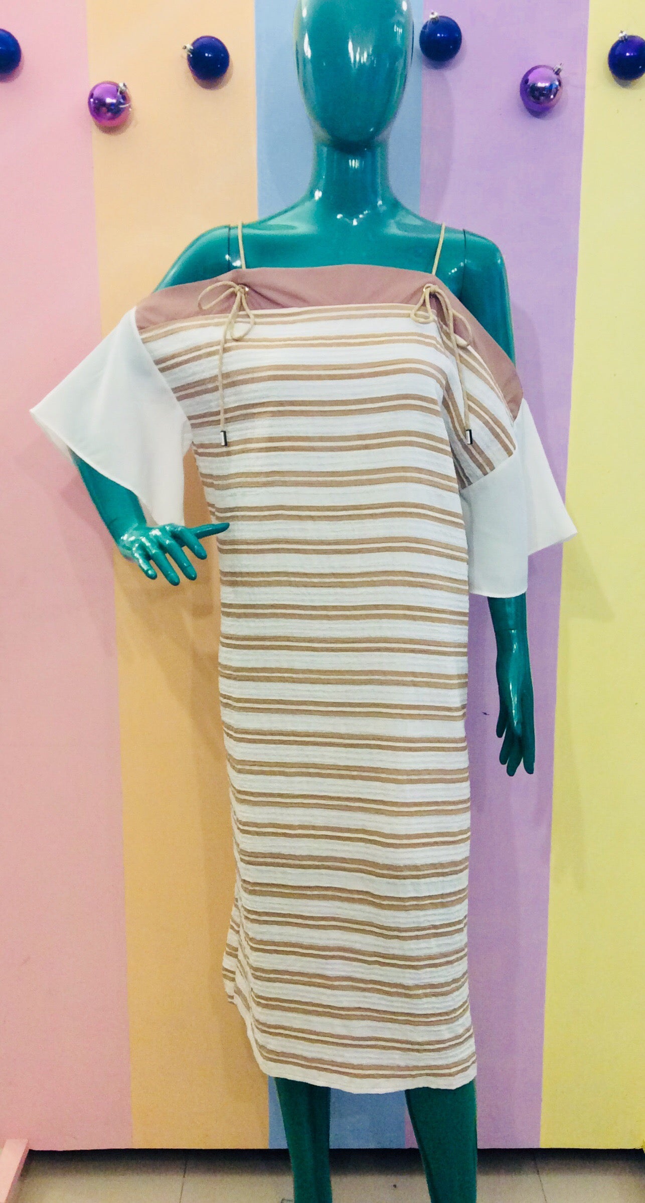 Stripe Sailor Maxi Dress w/ Shoe String..