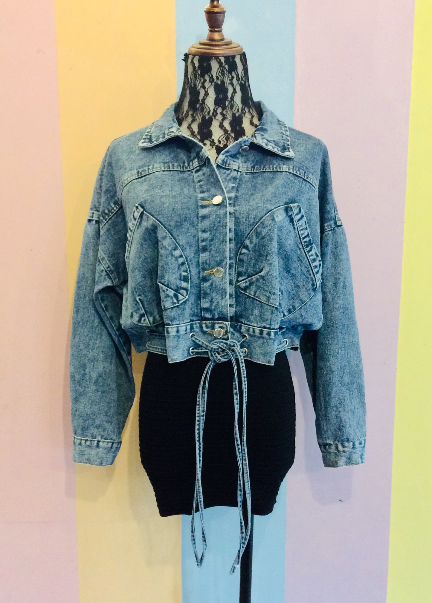 Draw String Upside Down Effect Button-Down Jacket