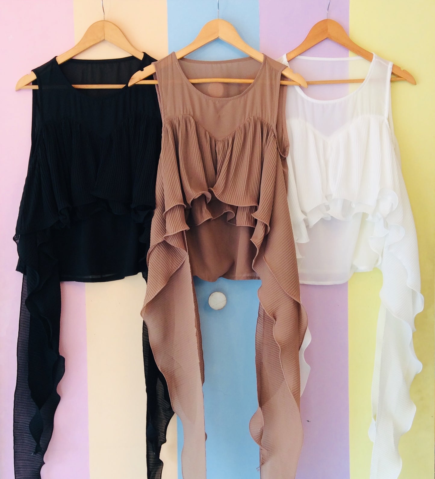 Heart Chiffon Sleeveless Top w/ Multi-way Bow