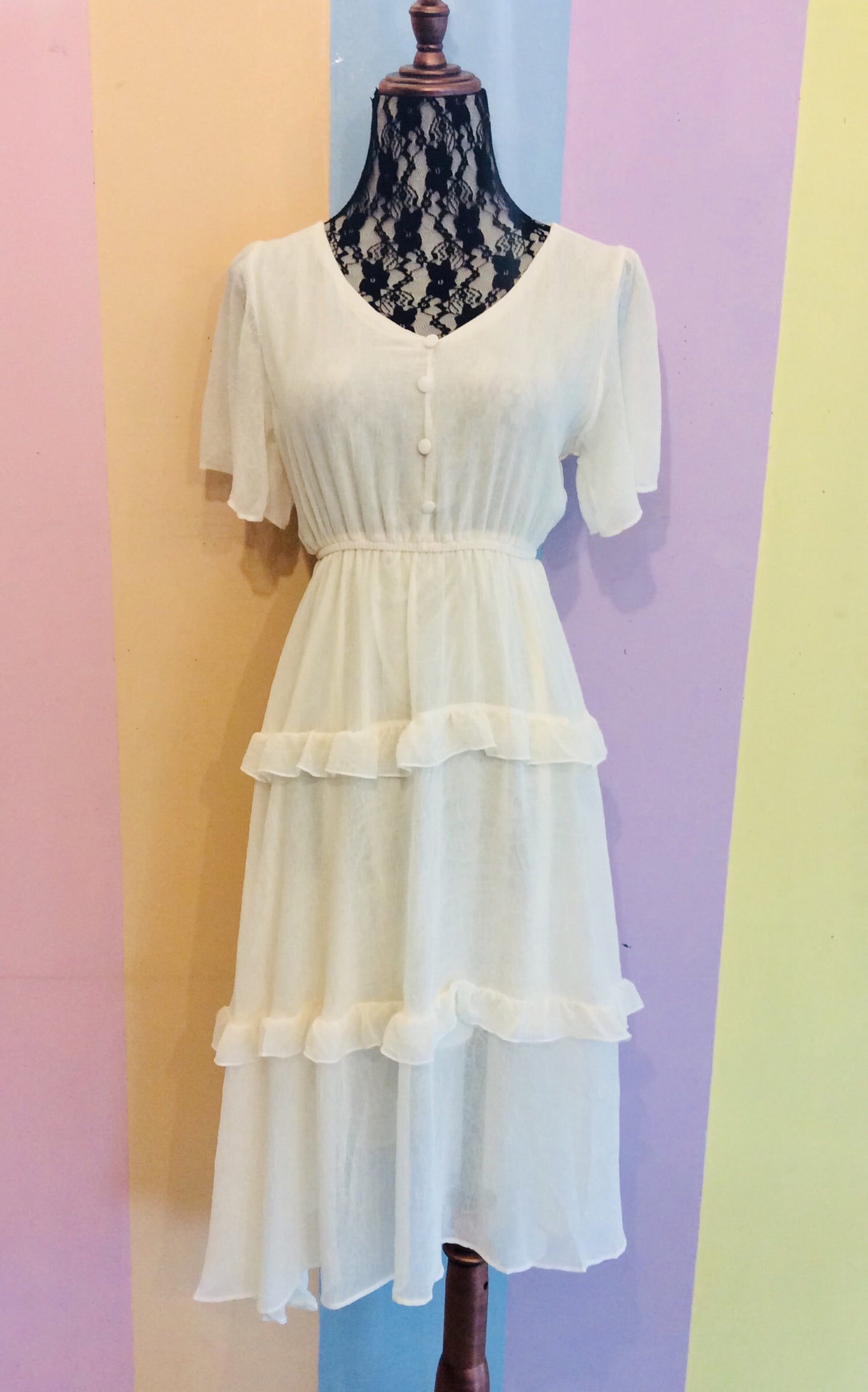 Plain Salsa Crumpled Chiffon Maxi Dress