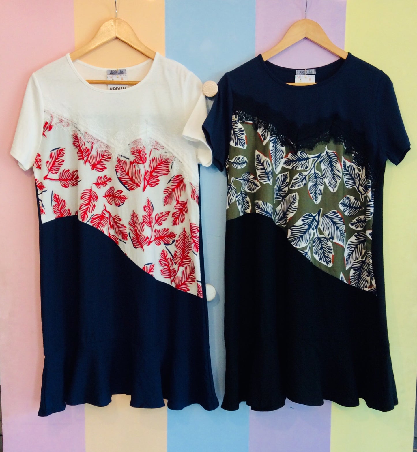 Cotton Dress w/ Tropic Prints & Color Block '22