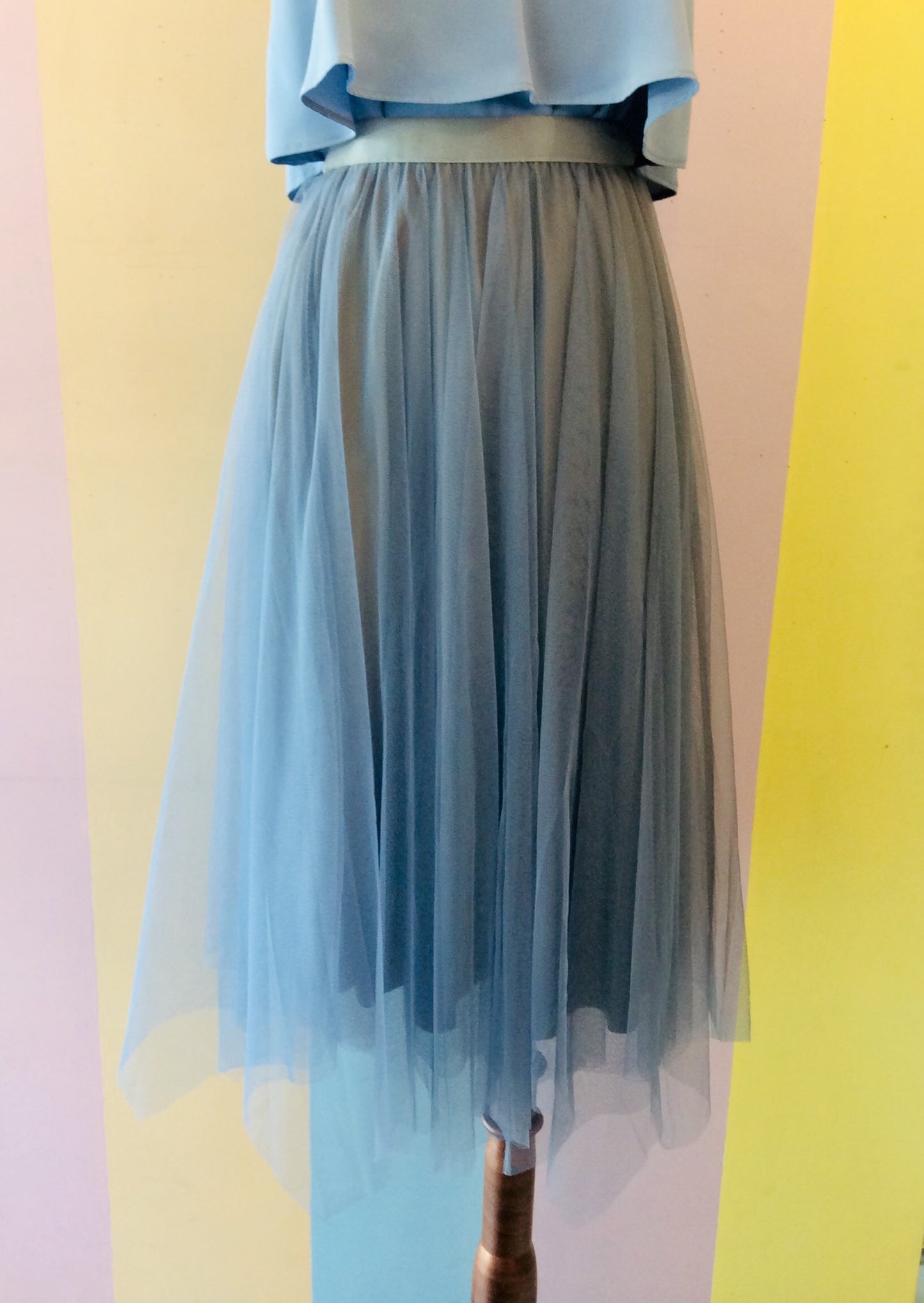 Reversible Pleated Skirt in Velvet & Sheer