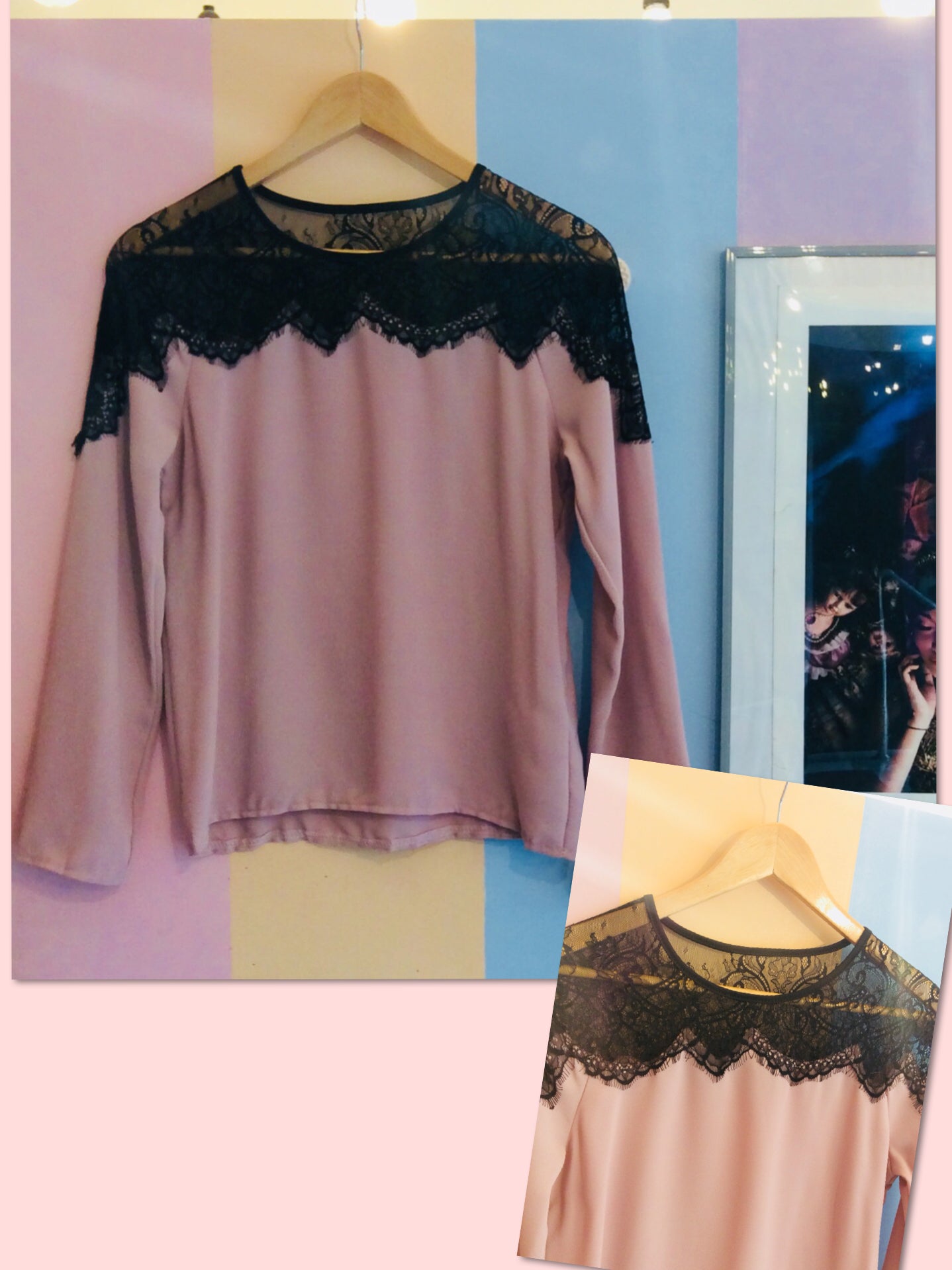 Plain & Black Lacy See Through Full Sleeves Top