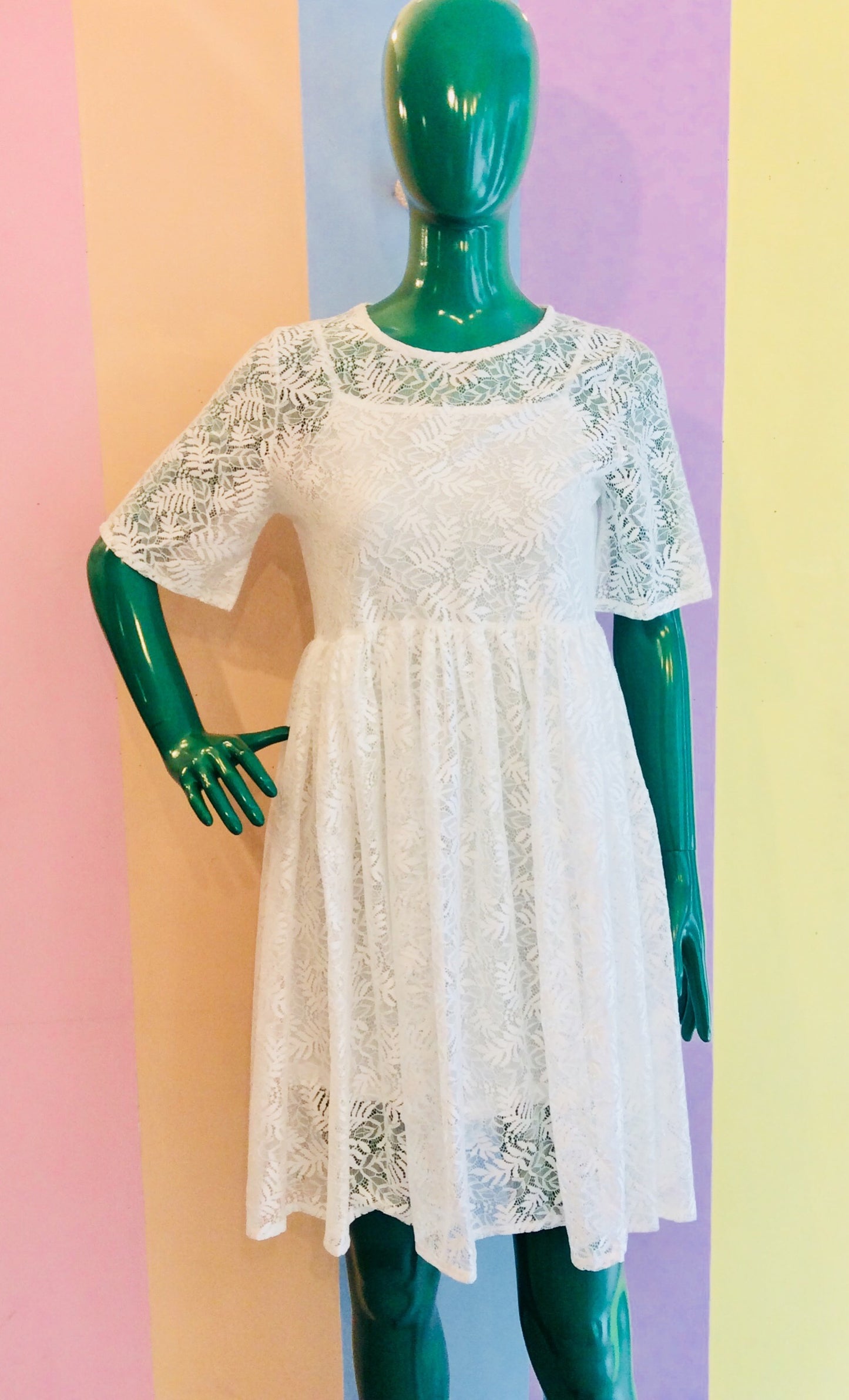 High Quality Lacy Short Sleeve Dress w/ Inner Spag Dress