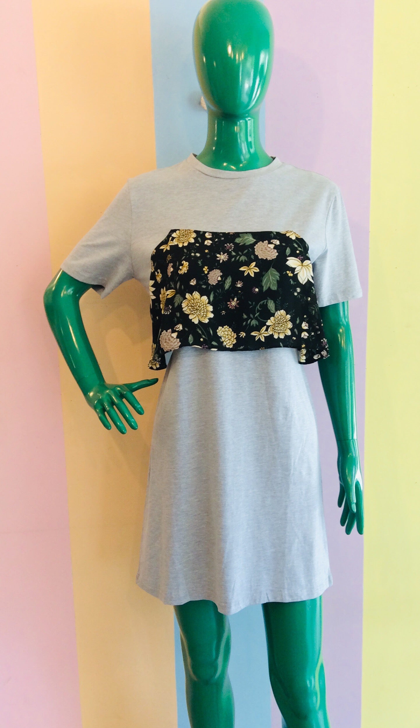 Cotton Short Sleeve Dress w/ Floral Sash