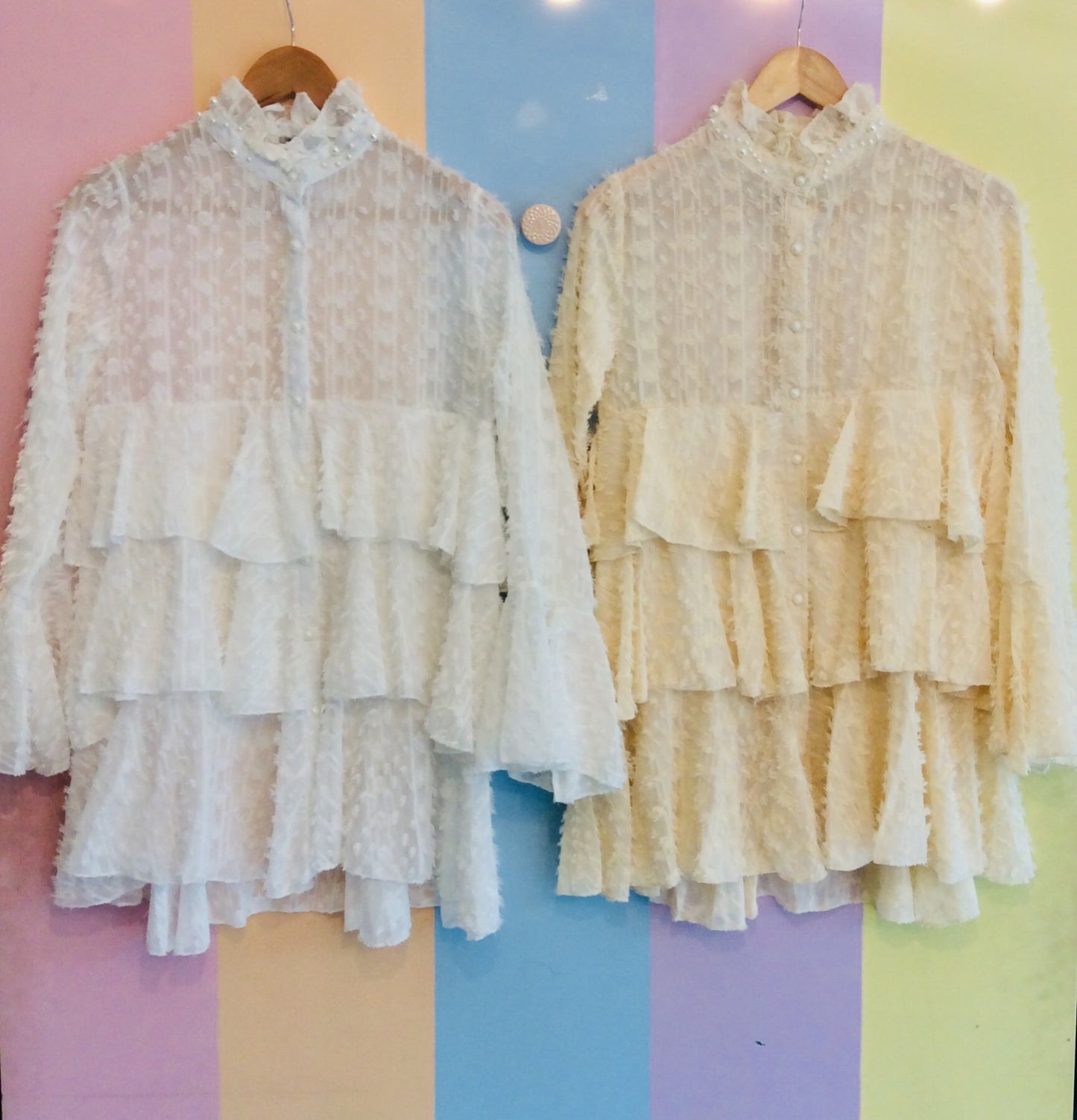 Button Down Full Sleeve Tazzle Dress w/ Pearly Buttons