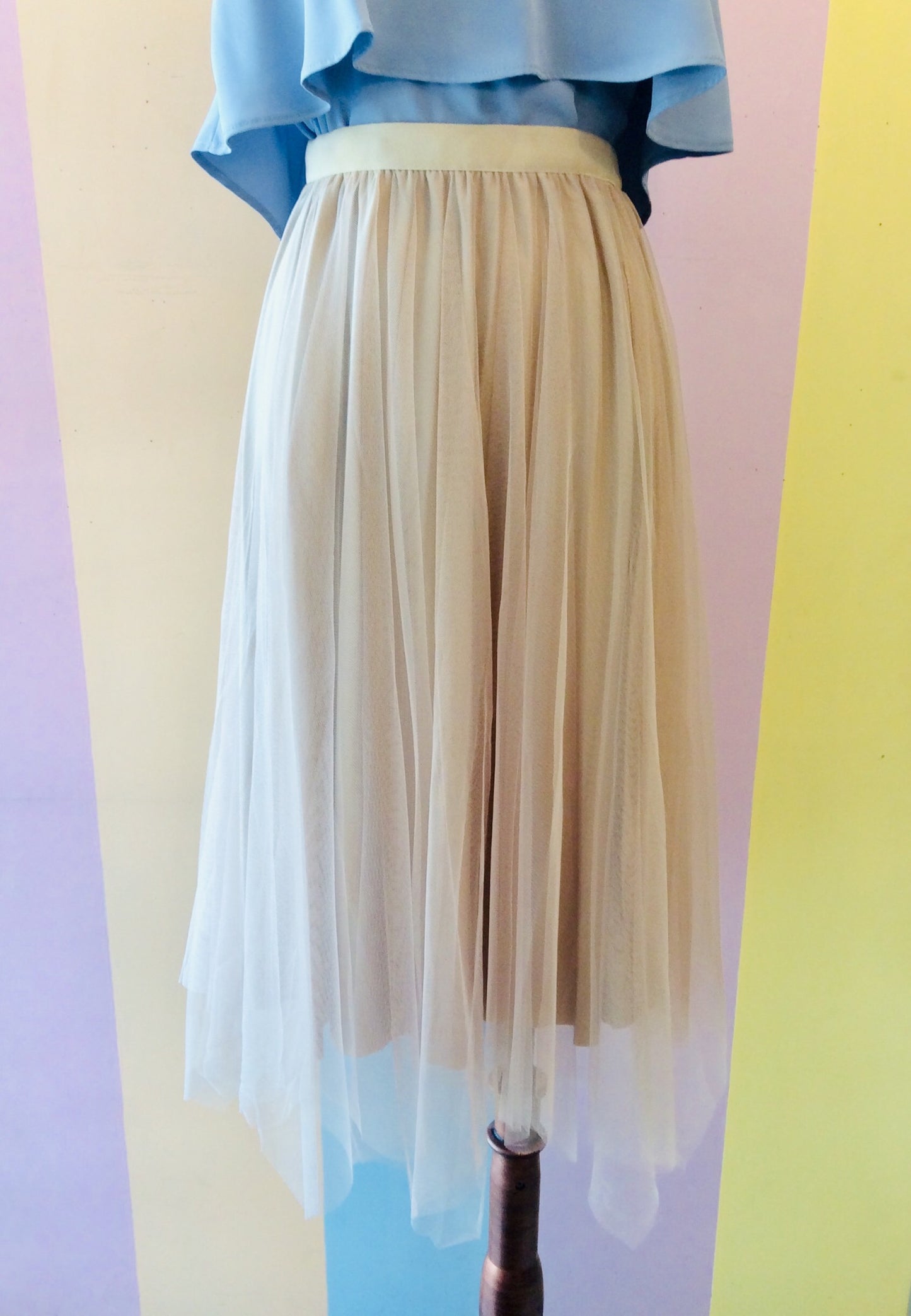 Reversible Pleated Skirt in Velvet & Sheer