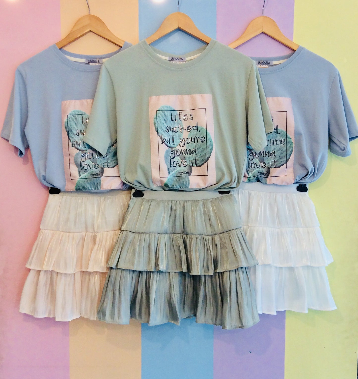Life Sucked Cactus Tee w/ Matching Skater Layered Skirt Pair (SET)