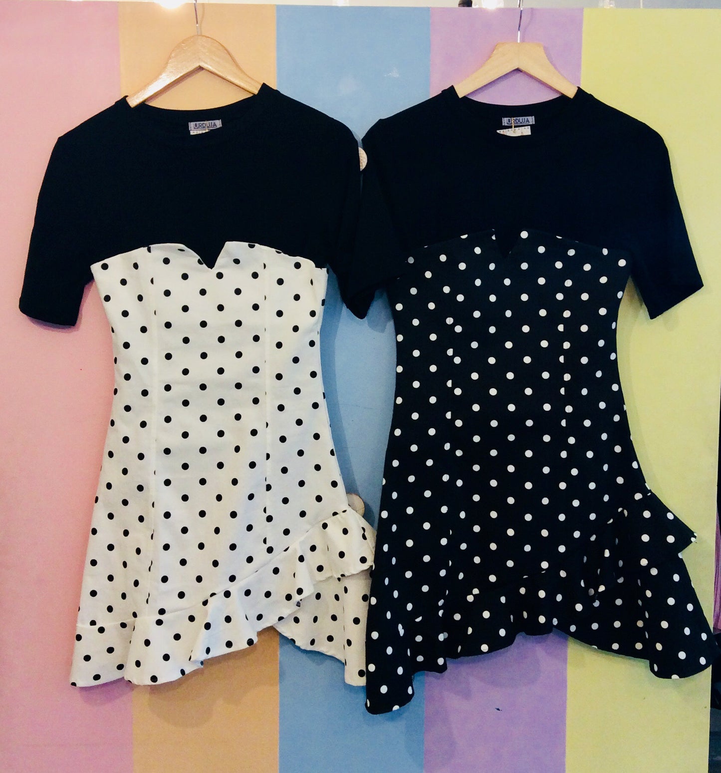 Tee & Polka Tube Combo 2-Piece Dress Set