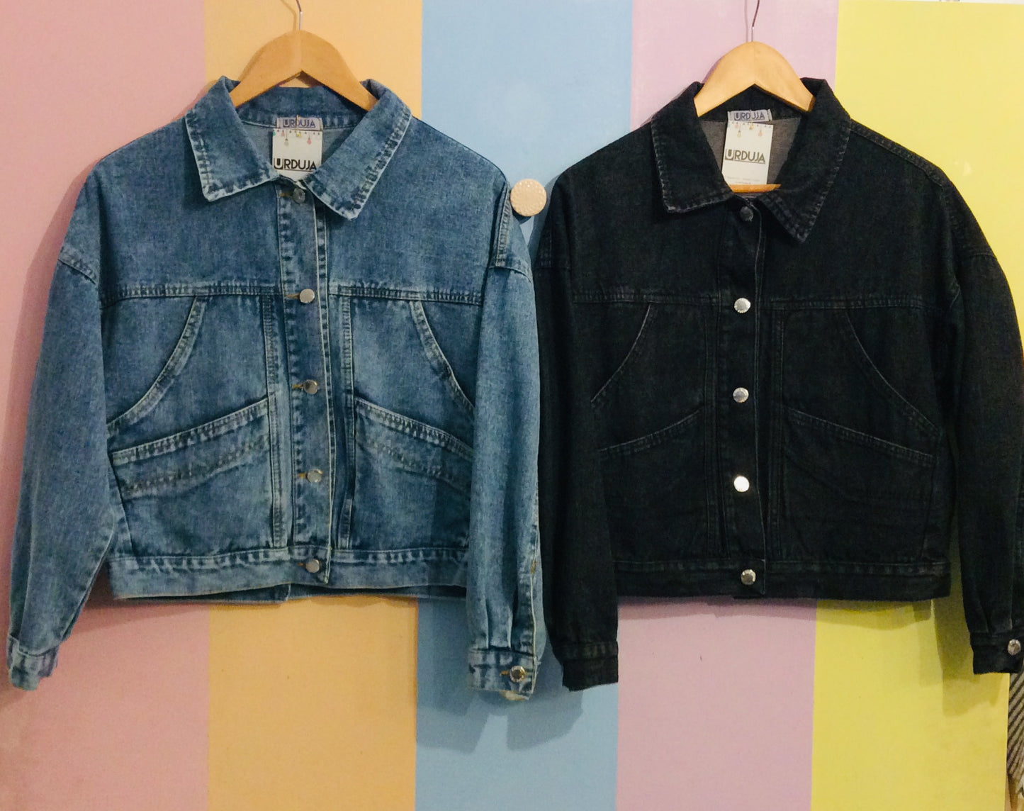 Plain Denim Button-Down Jacket w/ Back Asymmetric Button Effect