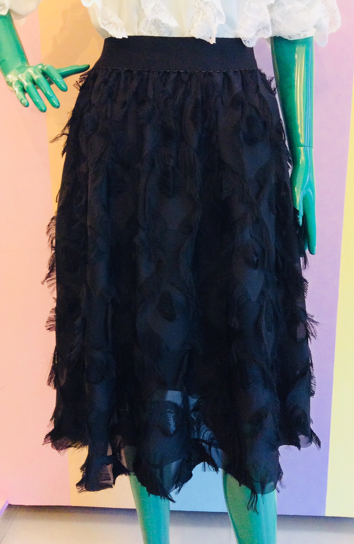 Midi Tazzle Skirt w/ Elastic Waist