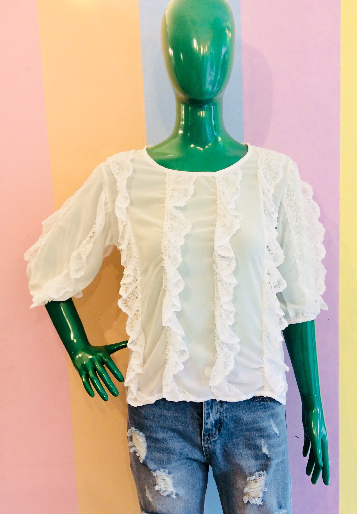 Chiffon 3 Quarter Sleeves w/ Lace Ruffles '22