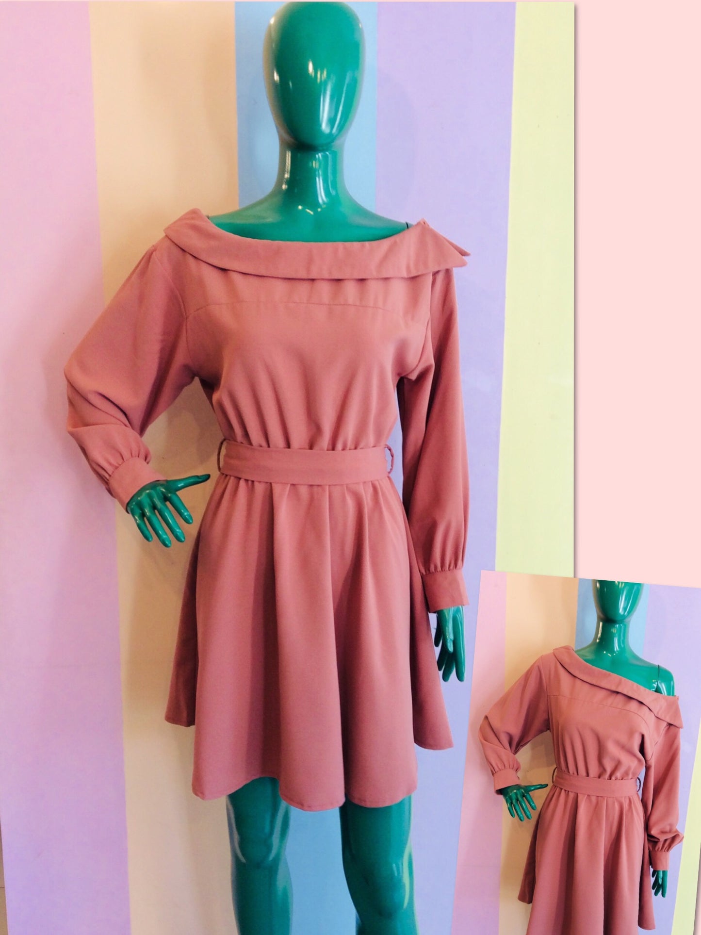 Plain Full Sleeve Sailor Dress w/ Belt