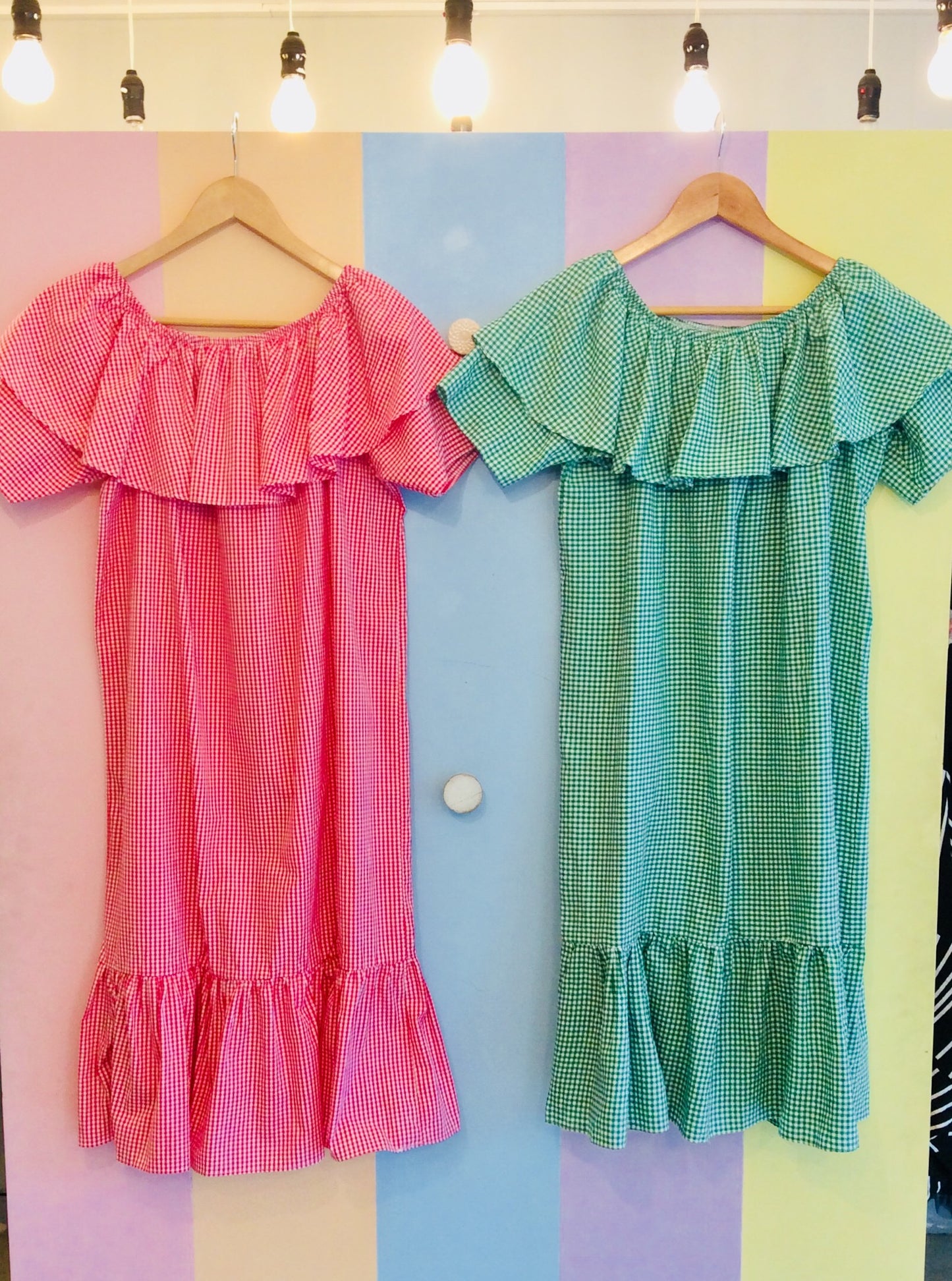 Canvass Gingham Ruffled Sabrina Short Sleeve Maxi Dress