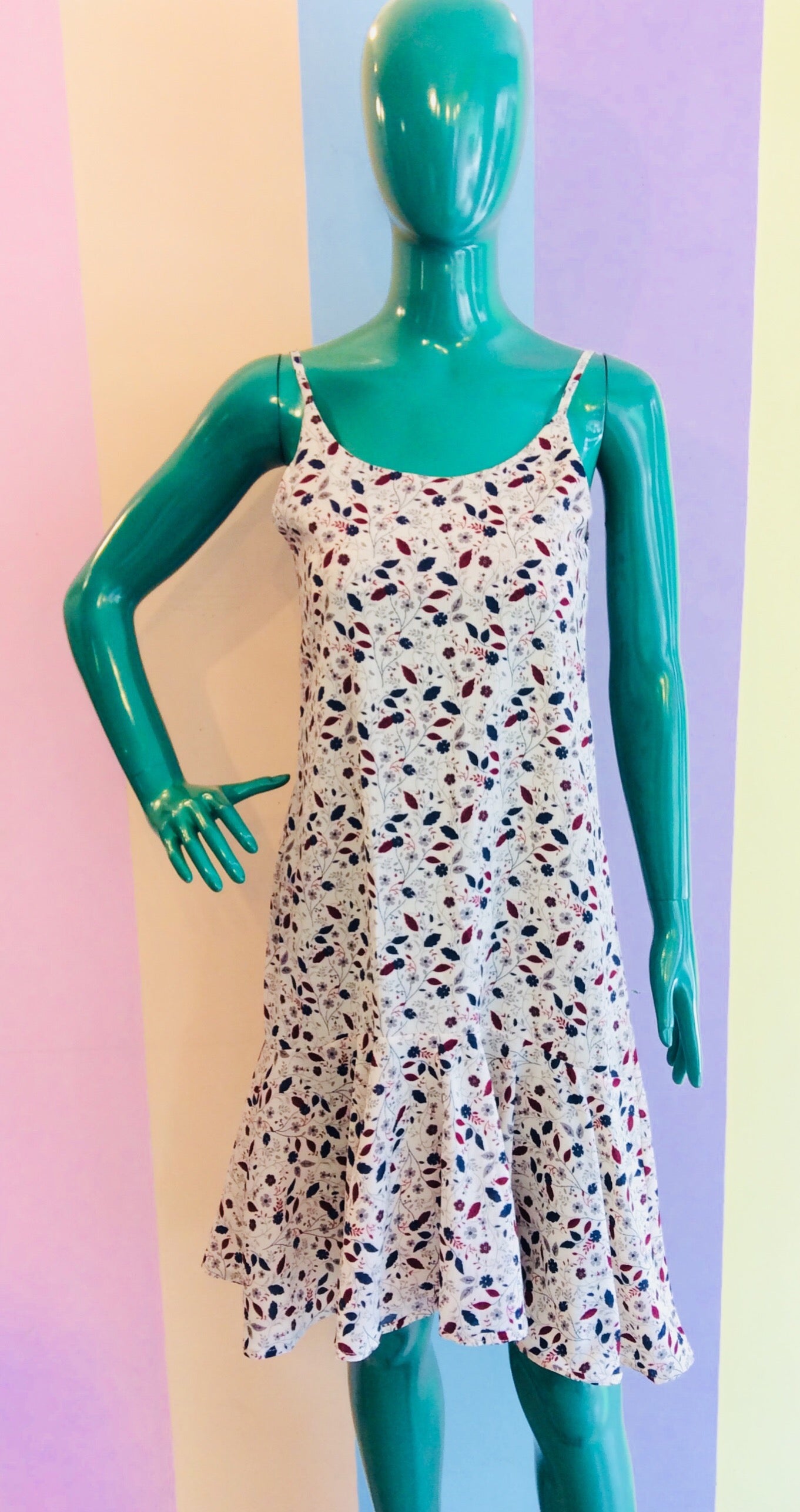 Floral Corduroy Spaghetti Mermaid Midi Dress