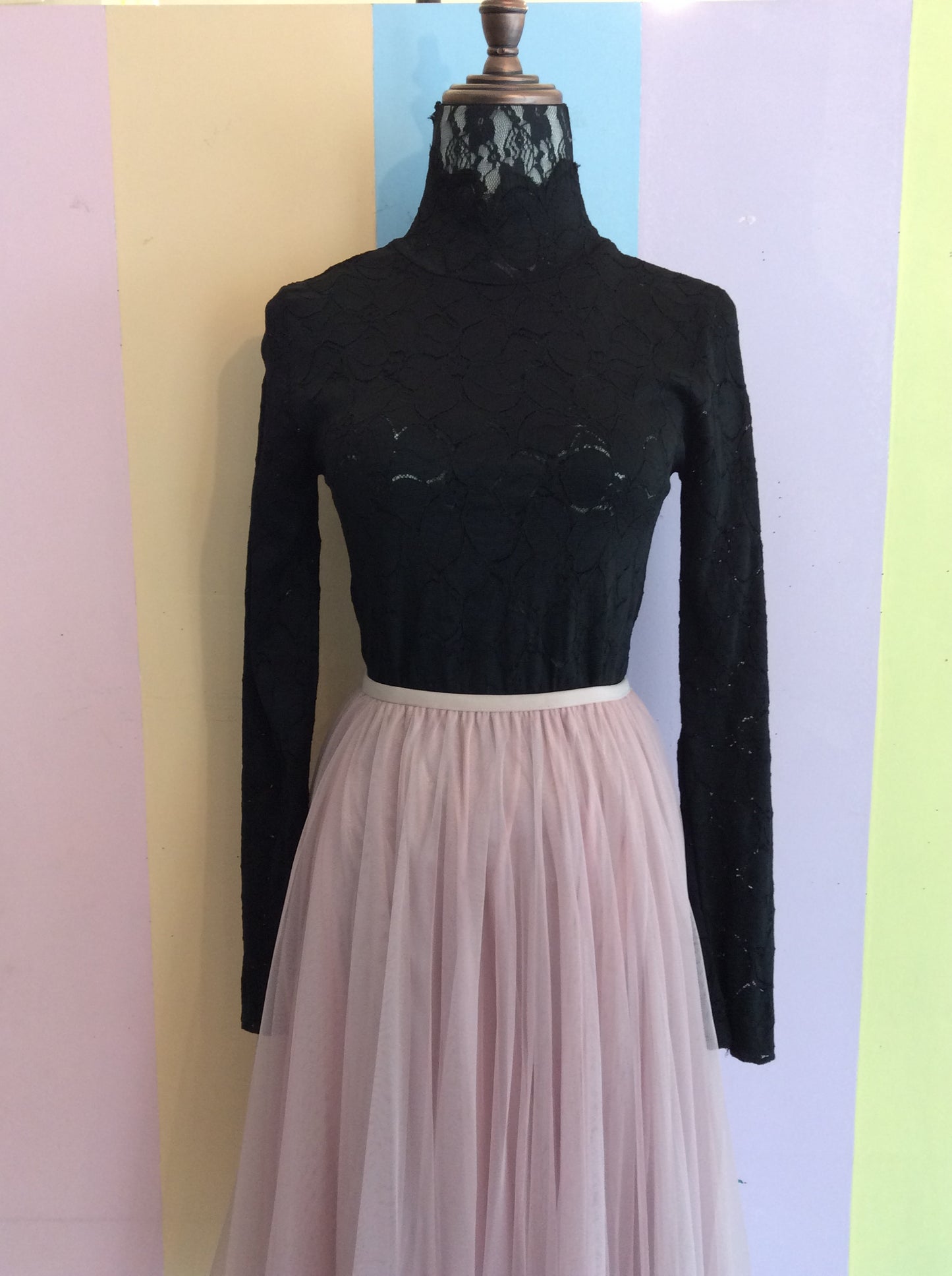 Lace Turtleneck See Through Top