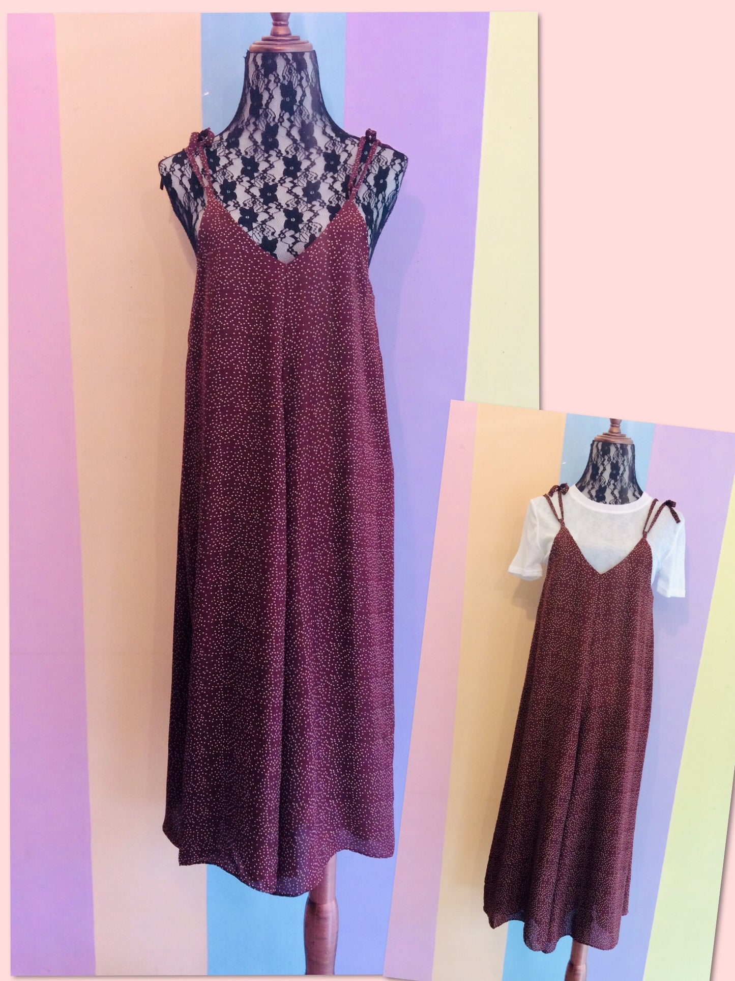 Polka Oversized Jumpsuit w/ Side Pocket & Tie Strap