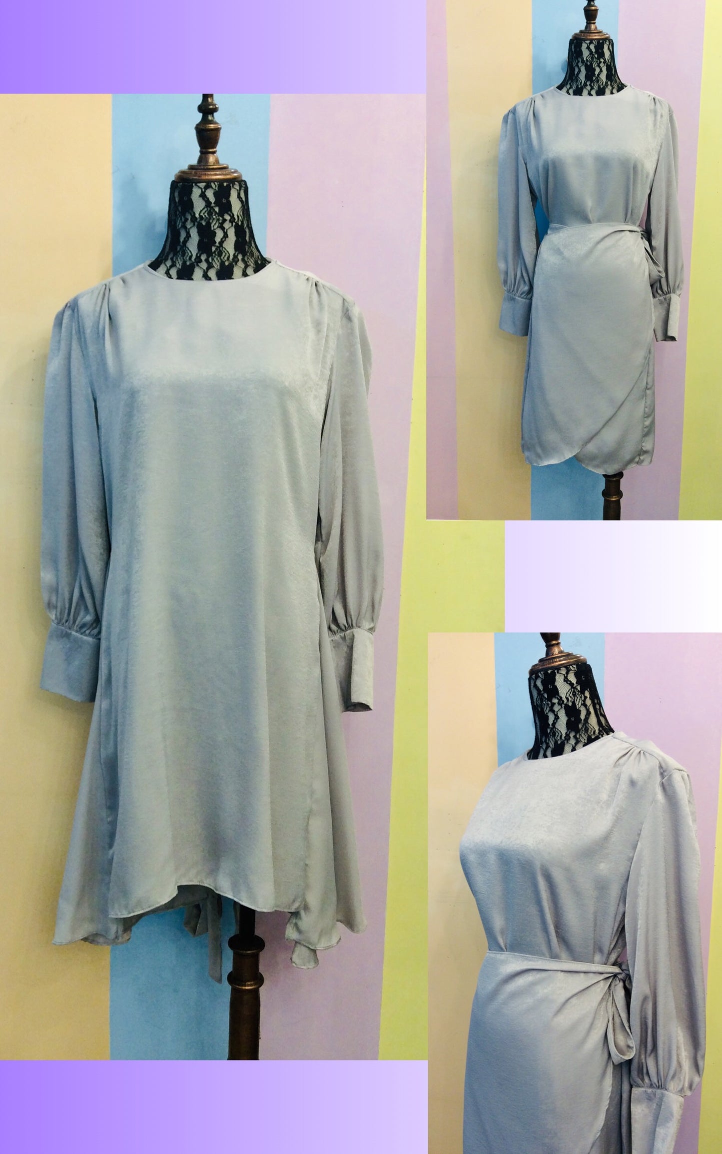 Plain 2-Way Satin Midi Wrap Dress