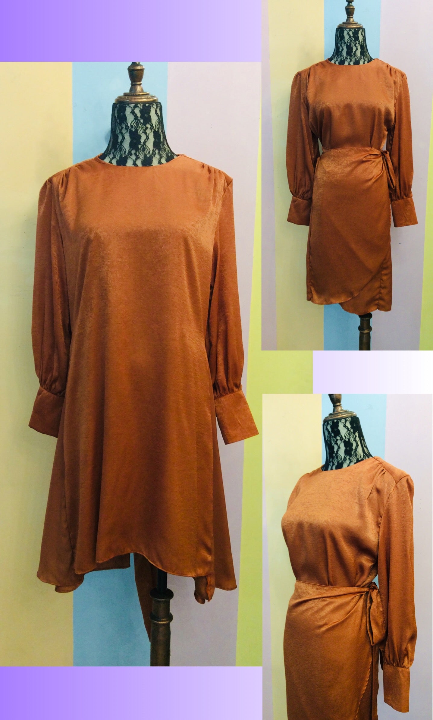 Plain 2-Way Satin Midi Wrap Dress