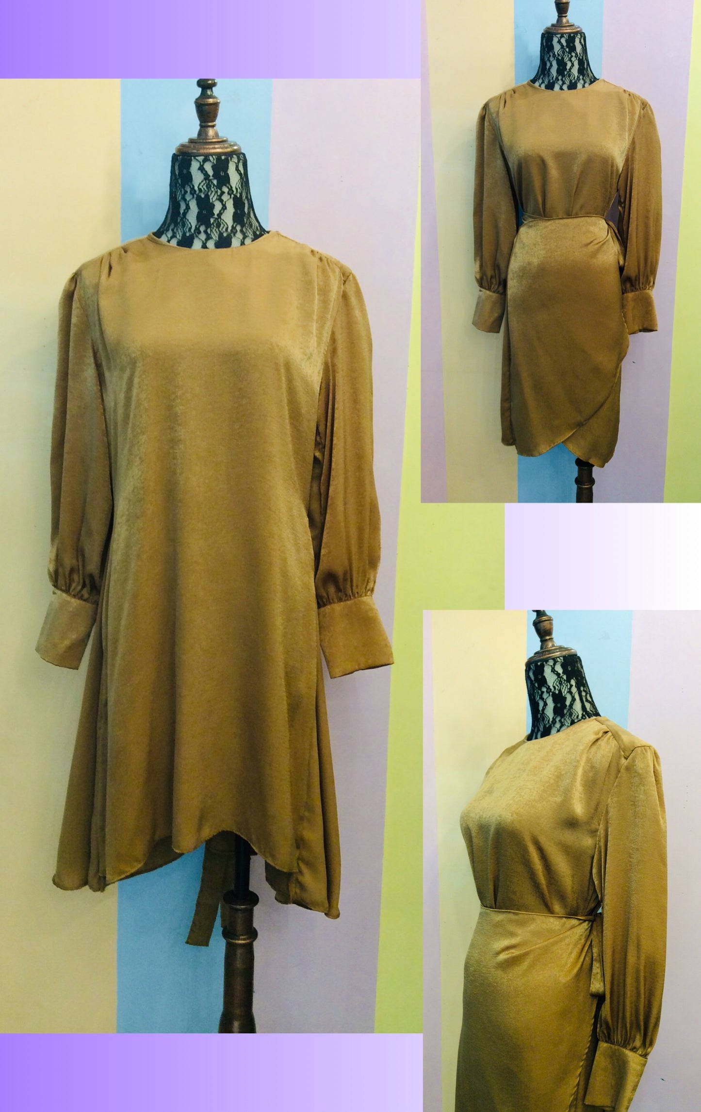 Plain 2-Way Satin Midi Wrap Dress