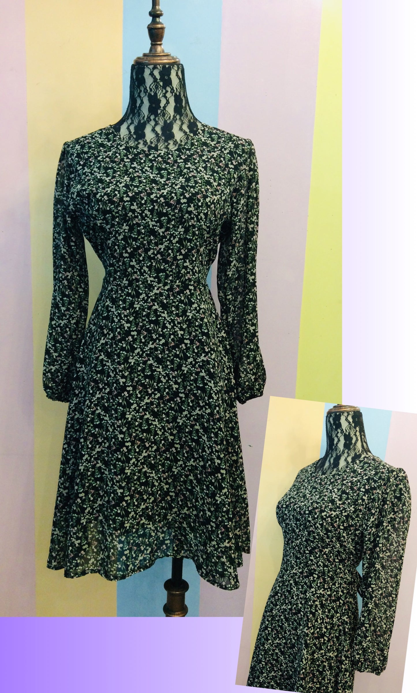 Floral Long Sleeves Short Dress