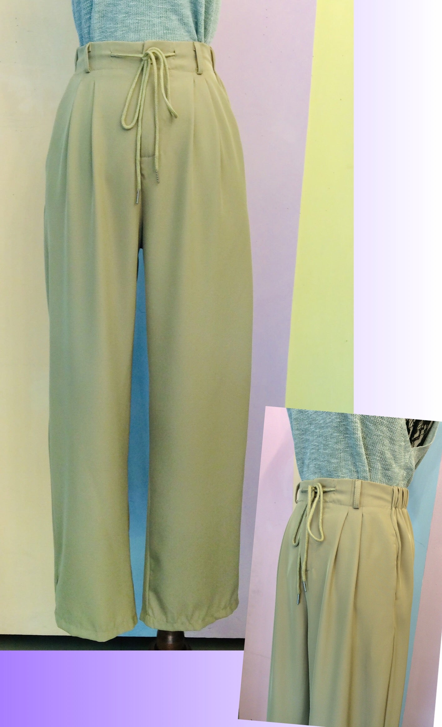 Bow & Button Elastic Square Pants