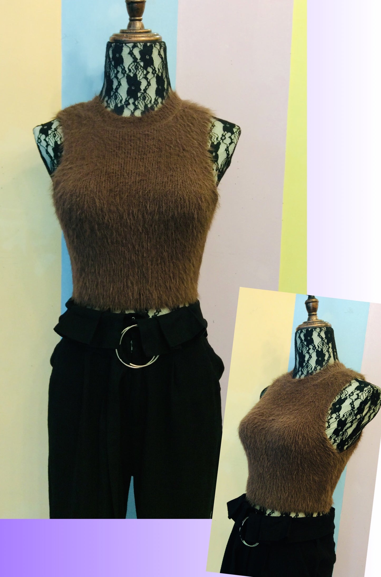 Furry Halter Crop Top