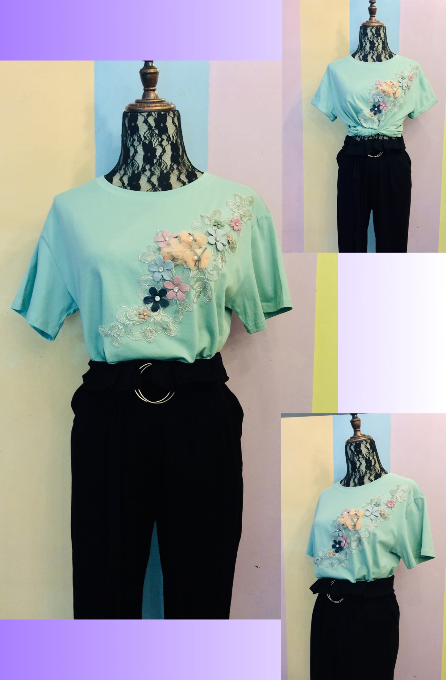 Silver Pastel Floral Tee