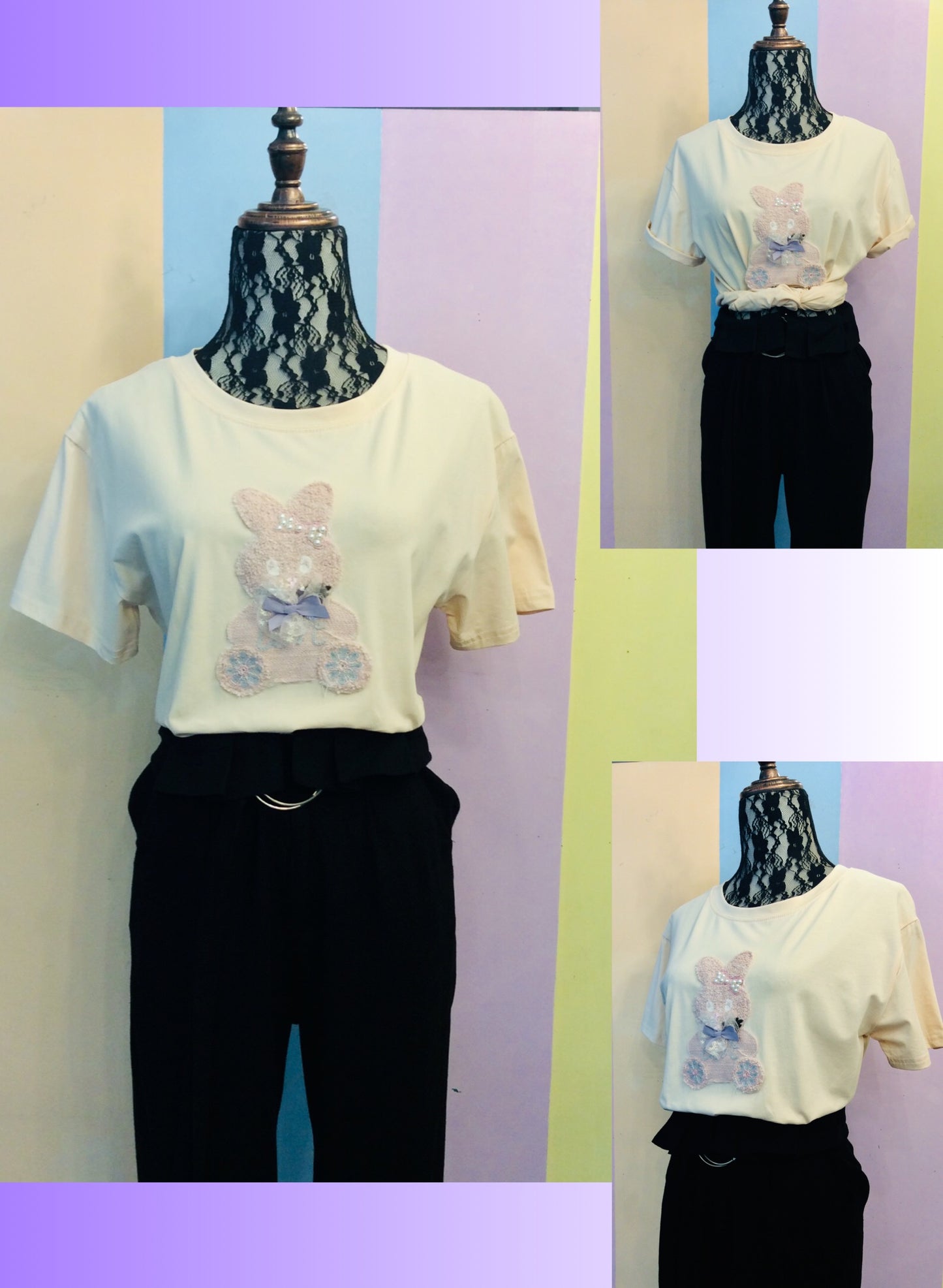 Bunny Pearls & Bow Tee