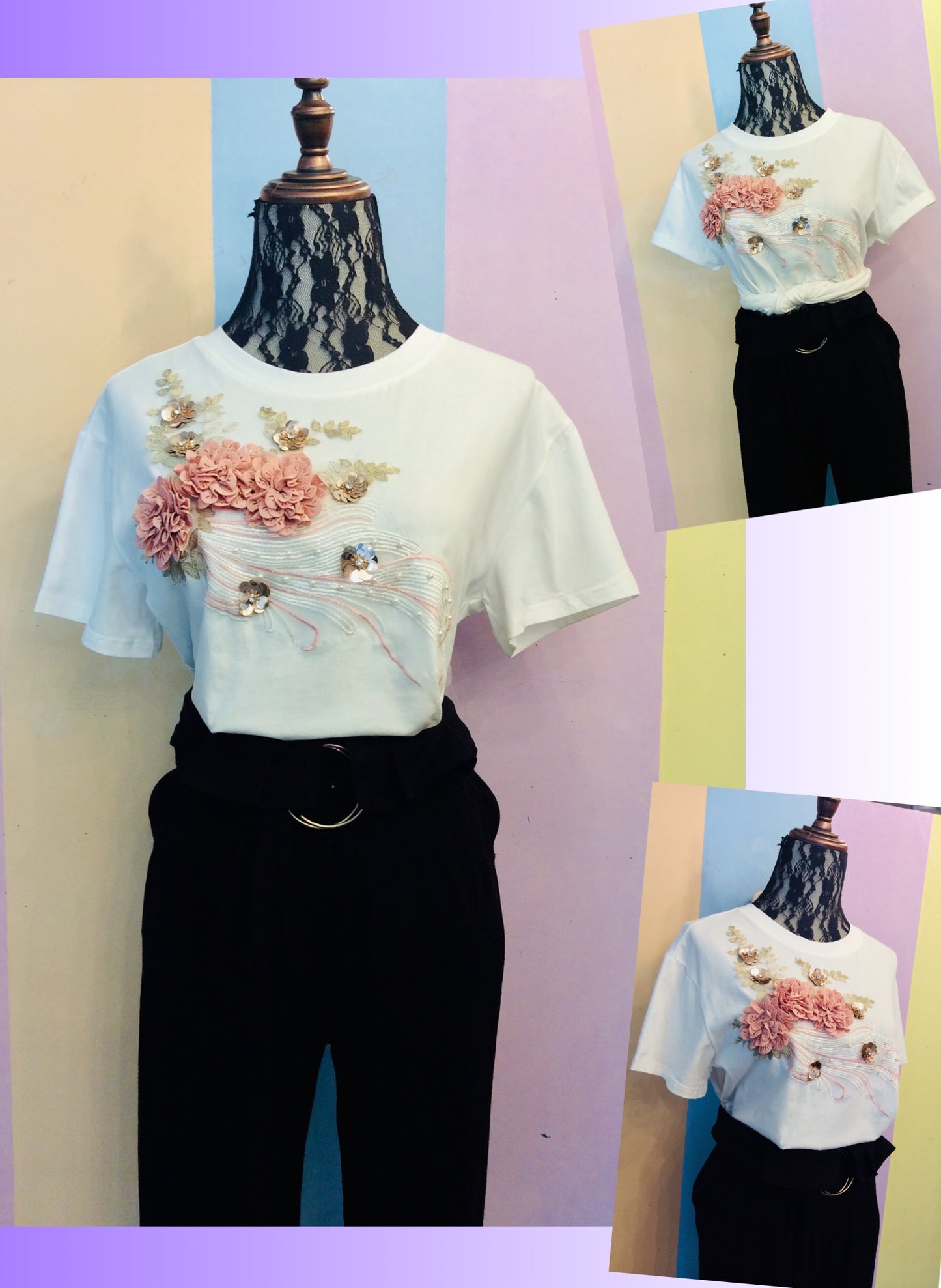 Flower, Sequins and Pearls Tee