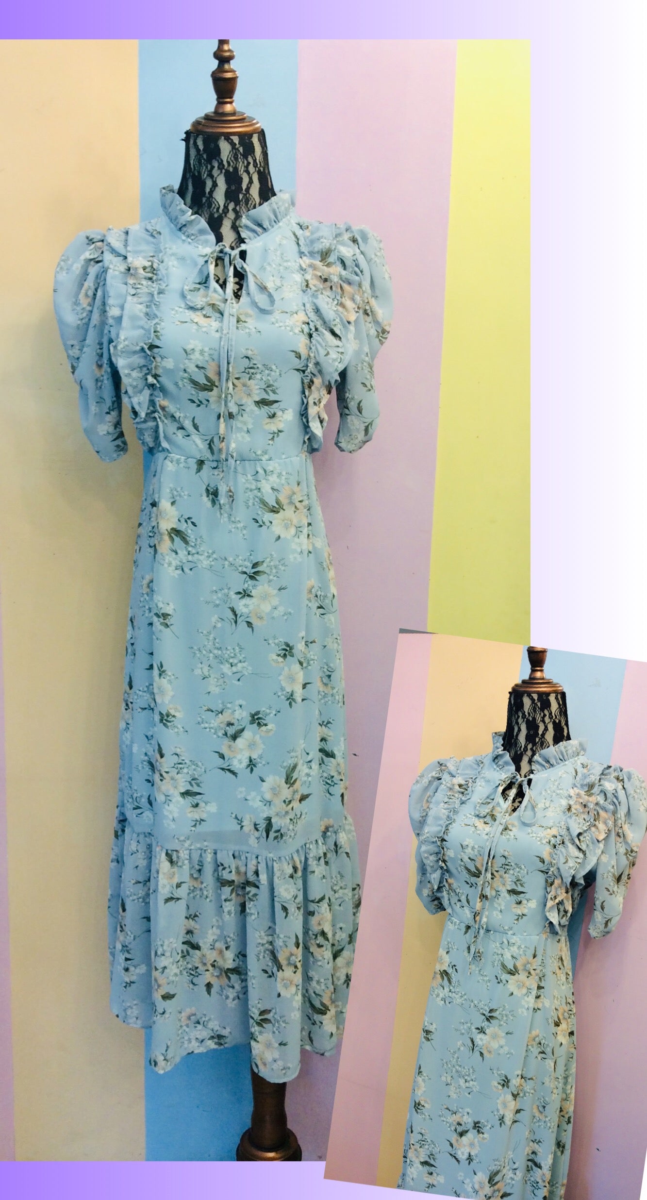 Floral Dress w/ Raffles and Bow String (new2)