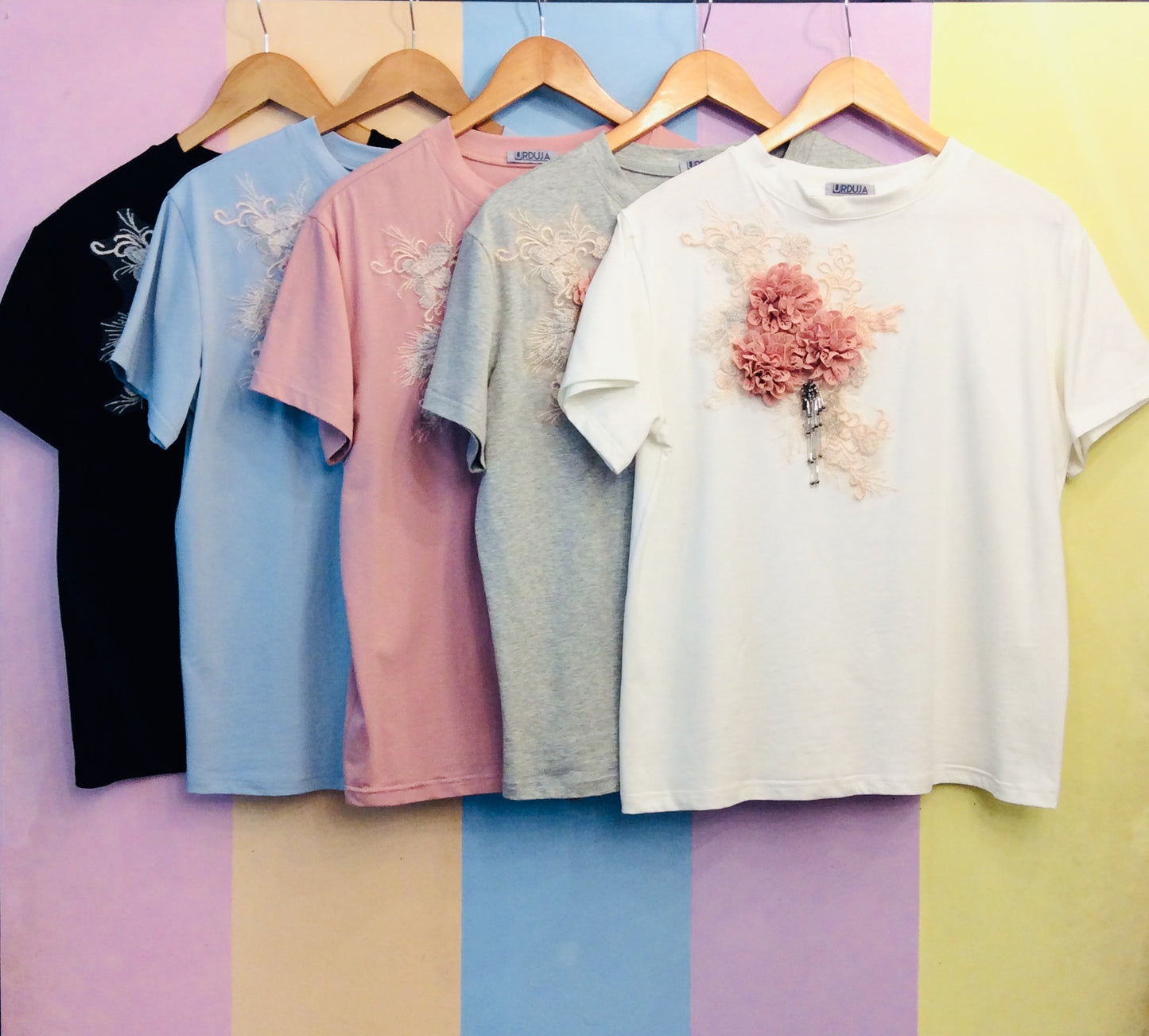 Peach & Silver Floral Tee
