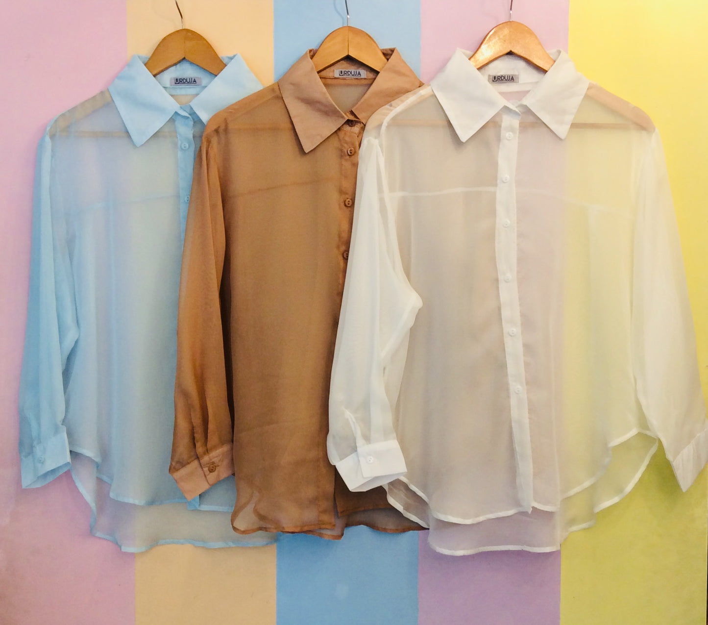 See-Through Button-Down Long Sleeves Top