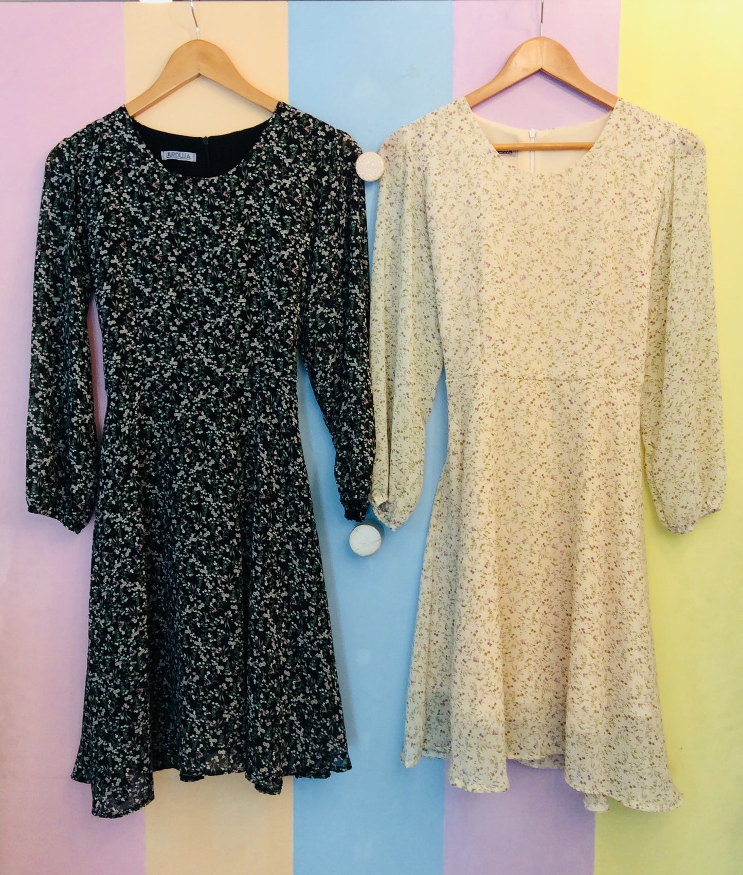 Floral Long Sleeves Short Dress