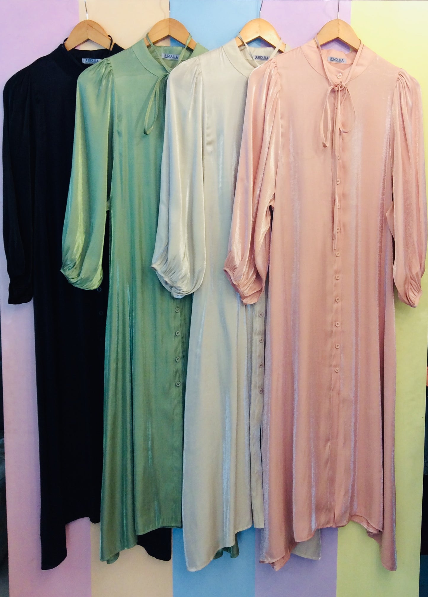 Shimmery Satin Button-Down Maxi Dress w/ Detachable Belt