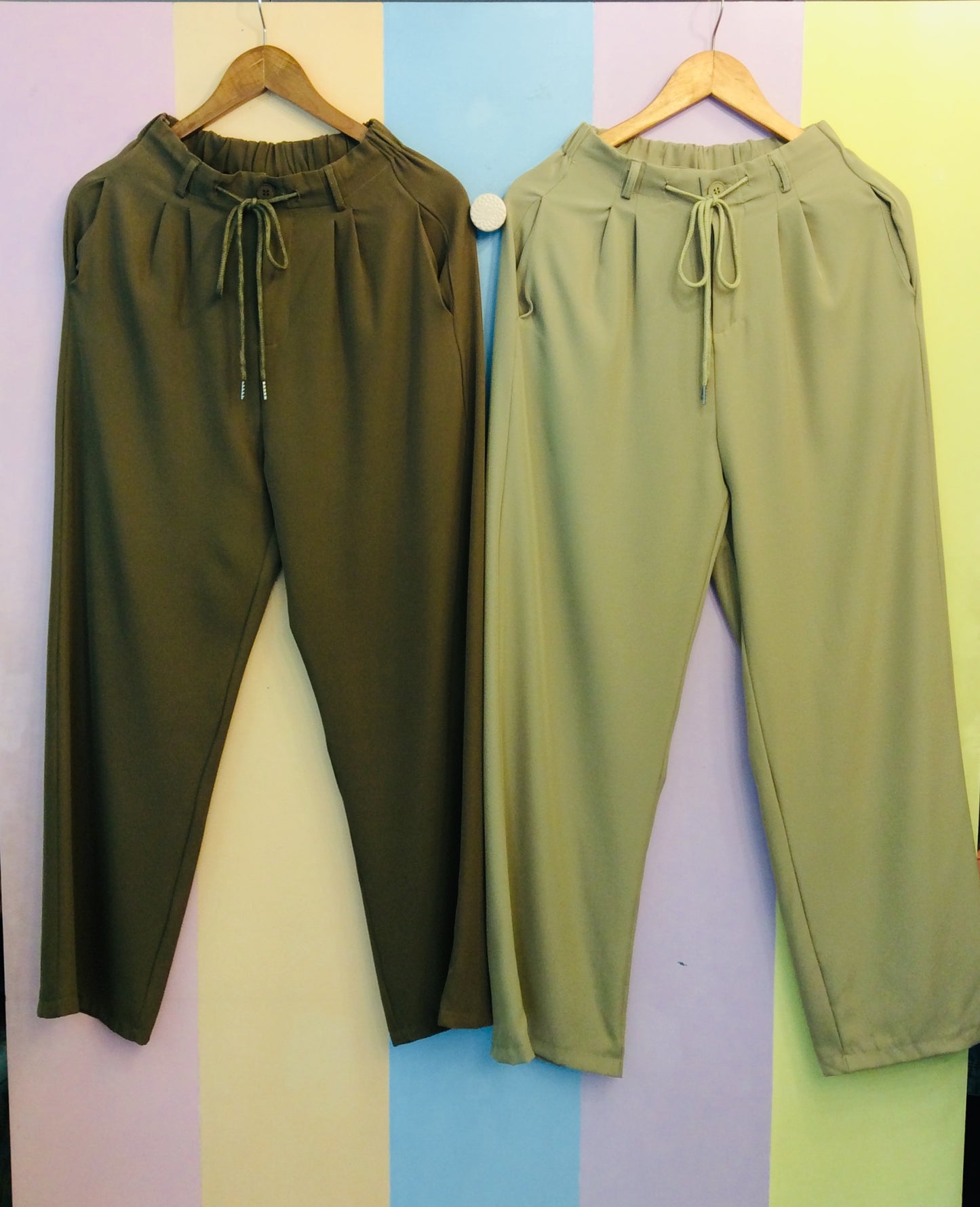Bow & Button Elastic Square Pants