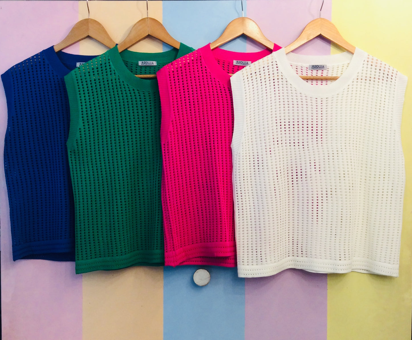 Square See-Through Sleeveless Knitted Top