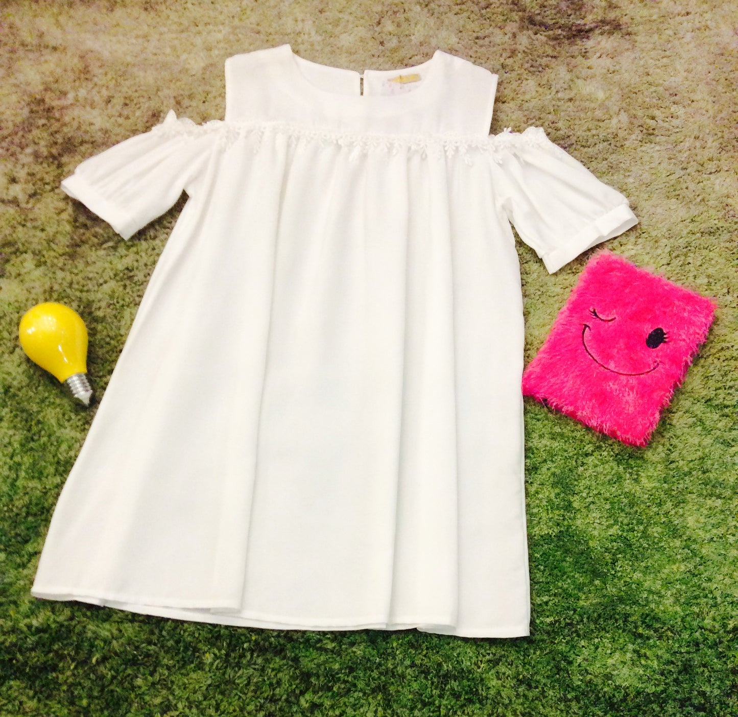Plain Sabrina Dress w/ Lace Lining + Belt