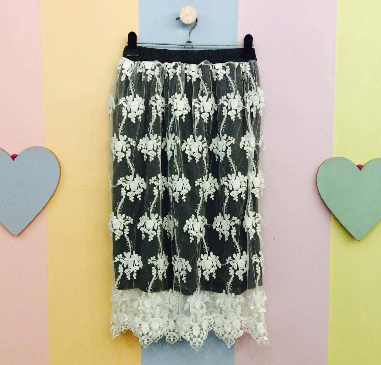 Lace over cotton skirt