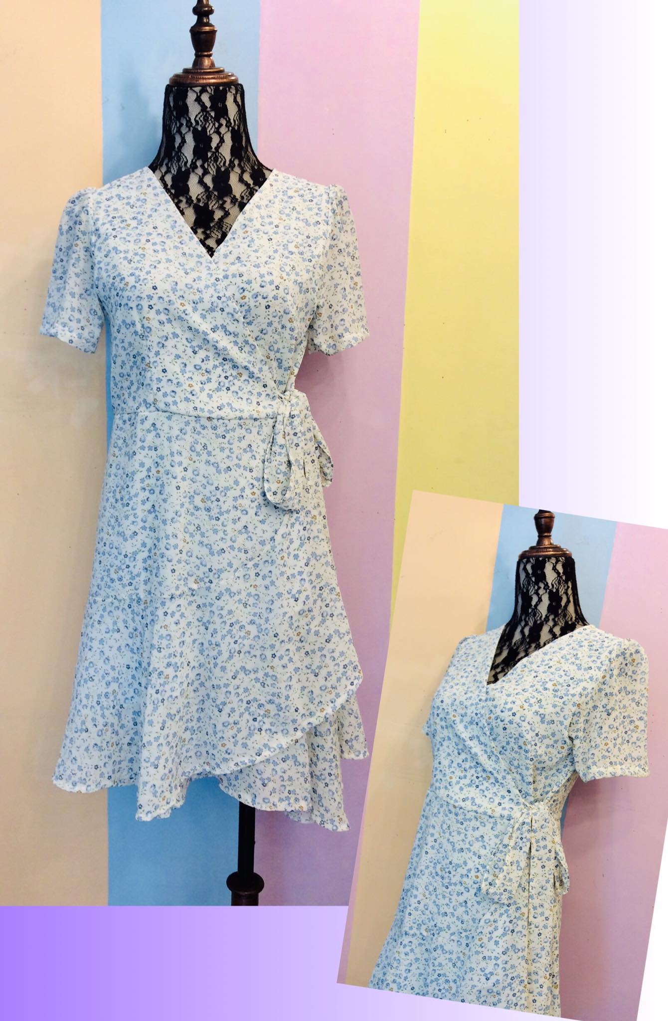 Short sleeve Floral wrap-around Dress(new2)