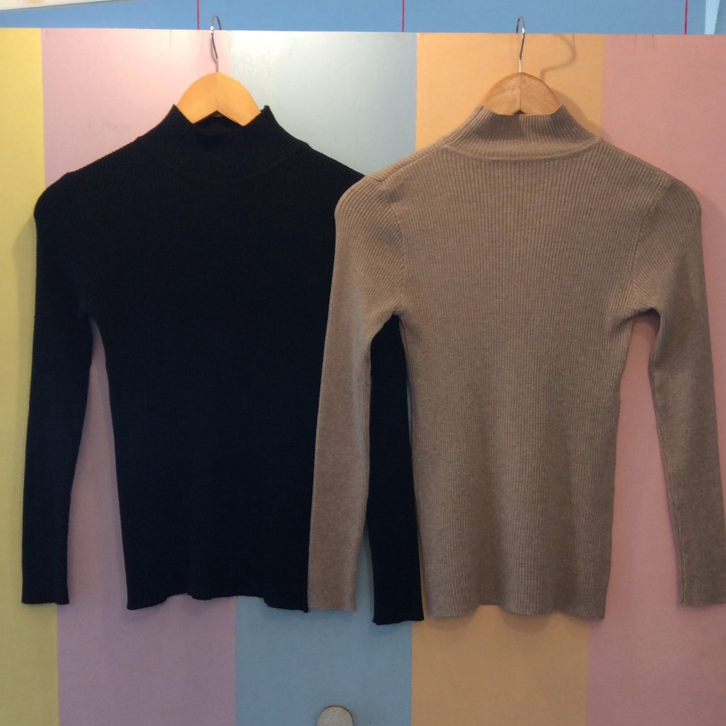 Plain Turtle Neck Knitted Full Sleeves Top