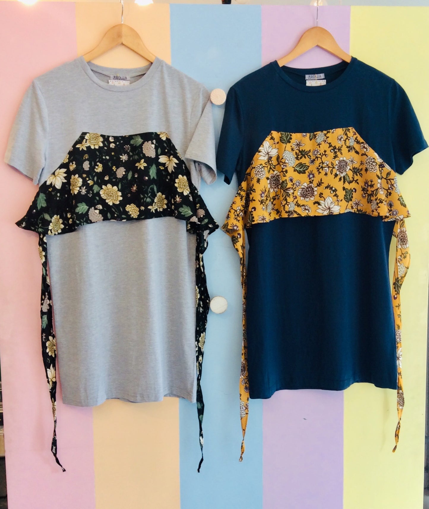Cotton Short Sleeve Dress w/ Floral Sash