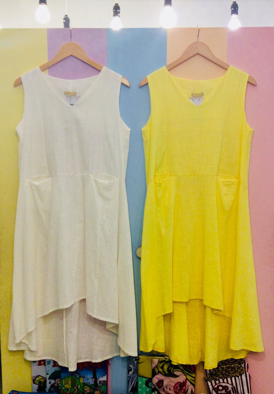 Plain Canvass Sleeveless Maxi Top/Dress, Long Back