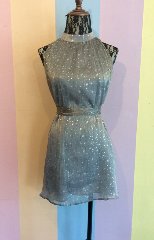 Halter Shinny & Starry Short Dress w/ Detach Belt