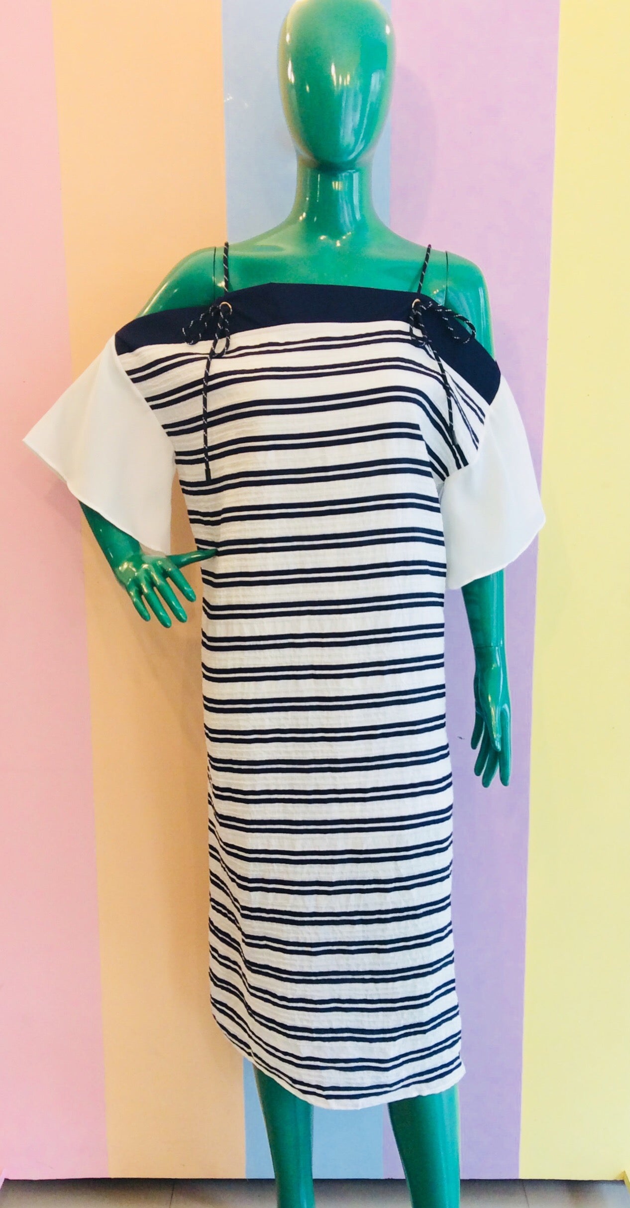 Stripe Sailor Maxi Dress w/ Shoe String..