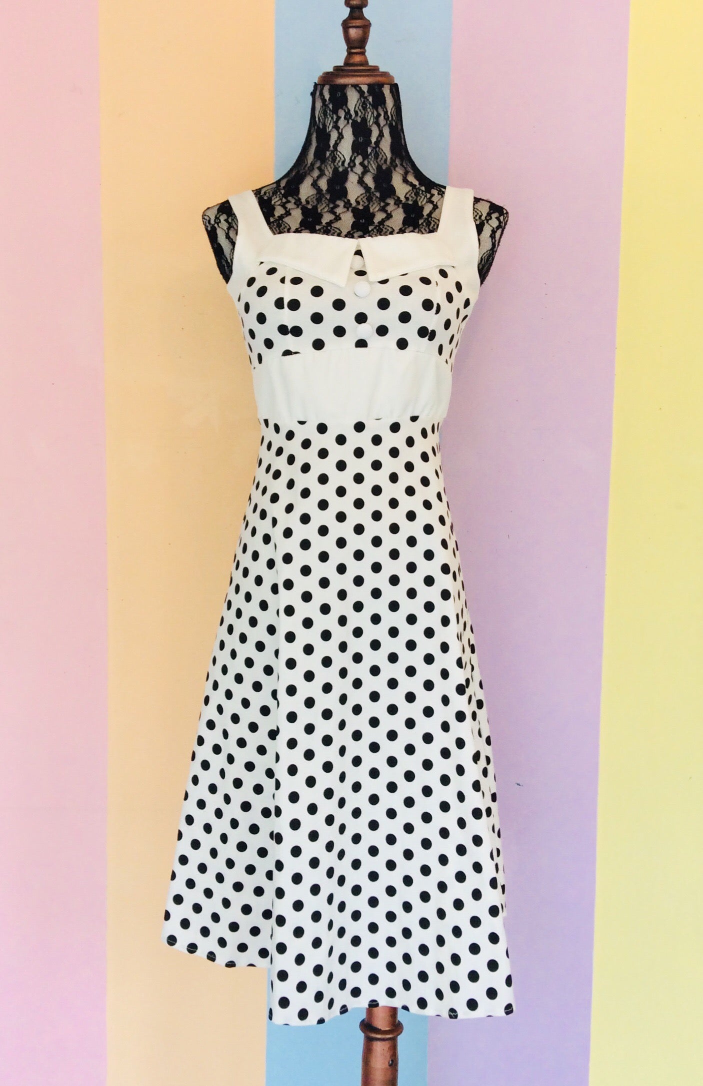Barbic Short Dress in Polka Dots w/ Adjustable Multi-way Straps