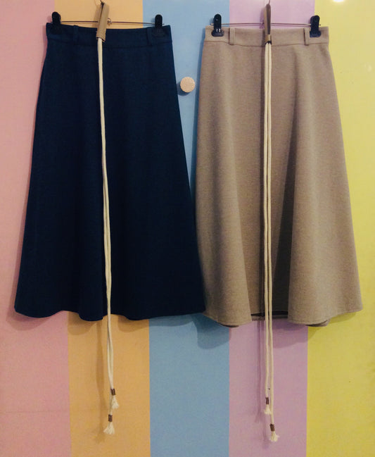 Plain Velvet Skirt w/ Canvas Belt