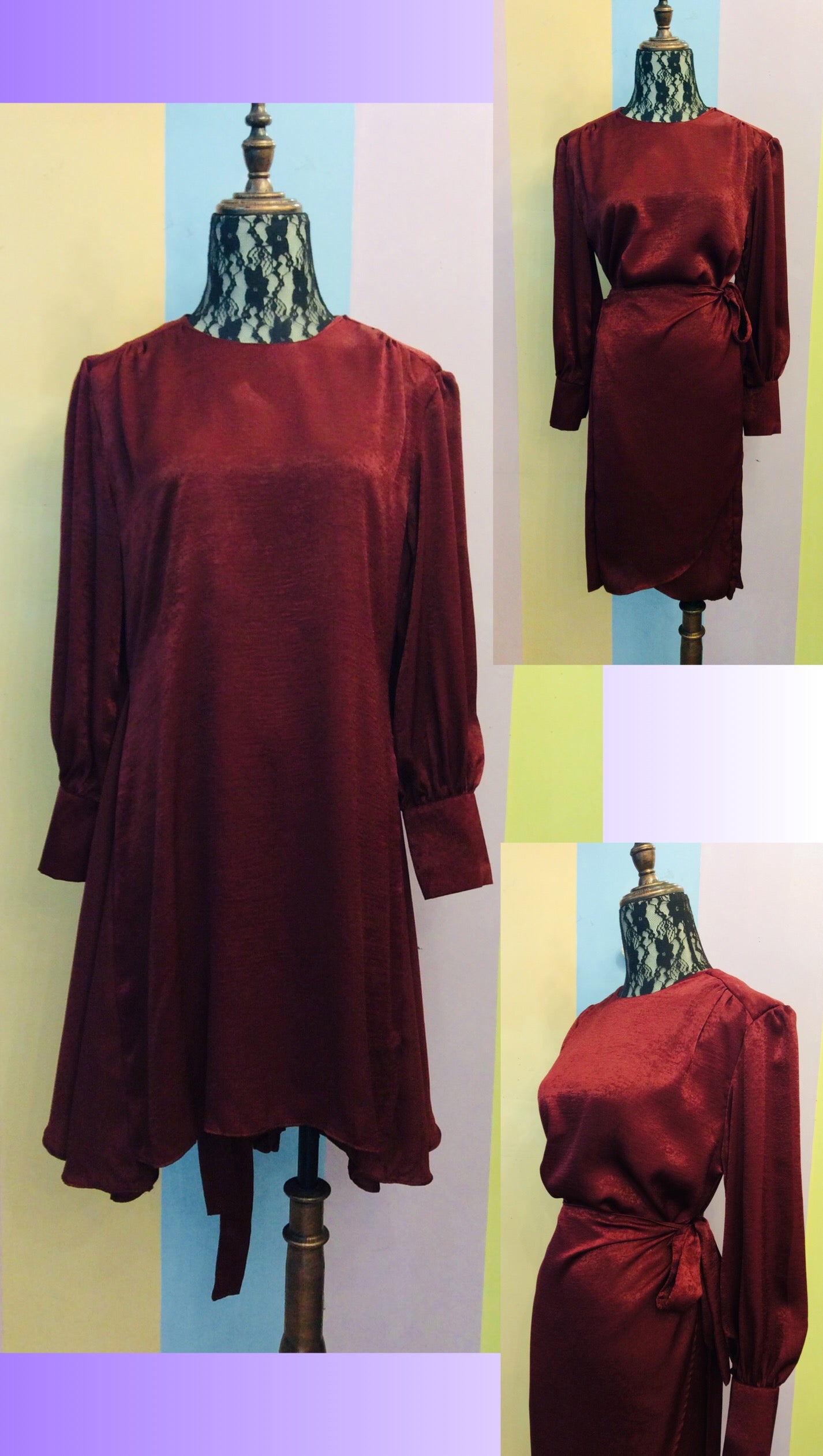 Plain 2-Way Satin Midi Wrap Dress